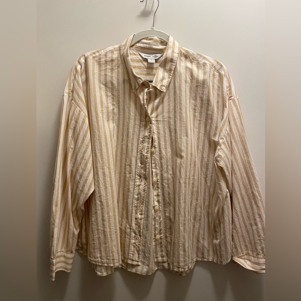 Old Navy Beige Striped Casual Shirt